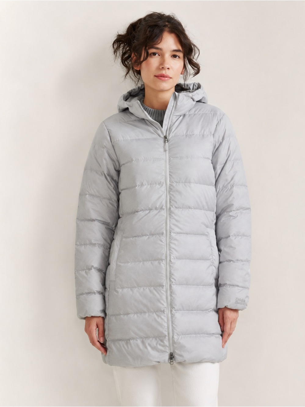 Eddie Bauer CirrusLite 650 Fill Down Hooded Parka Silver Gray Large